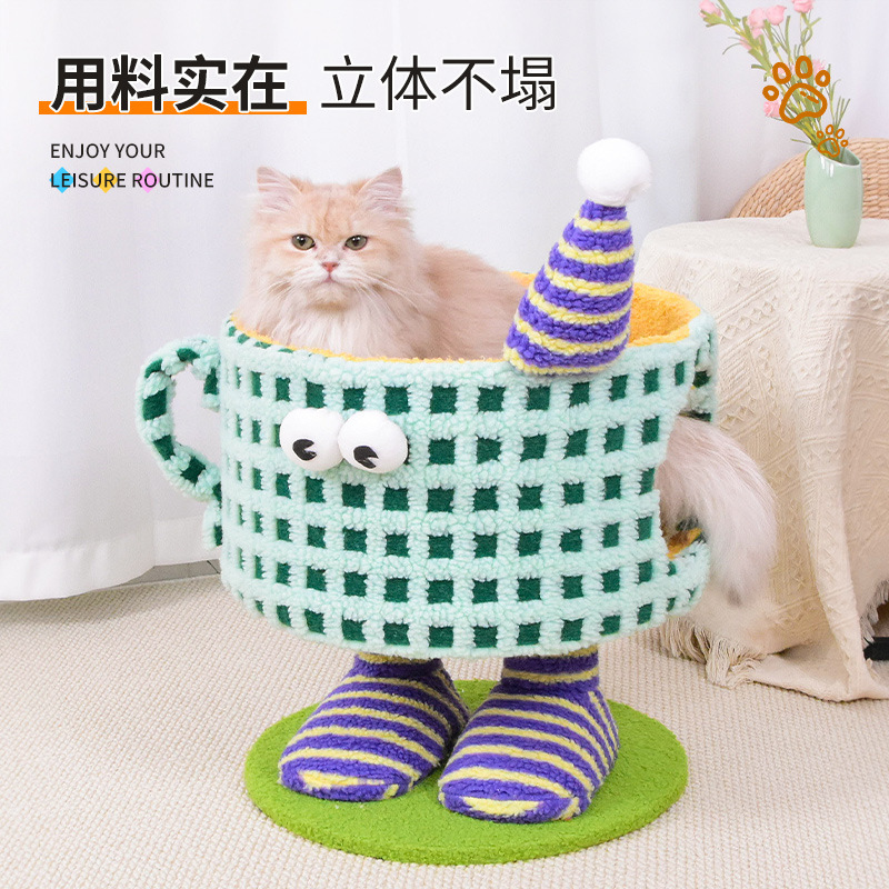 Little Monster Cat Nest Cat Climbing Rack Cat Scratch Board Wear-resistant Scratch-resistant Four Seasons Universal Cat Toy Comfortable Cute for Pet