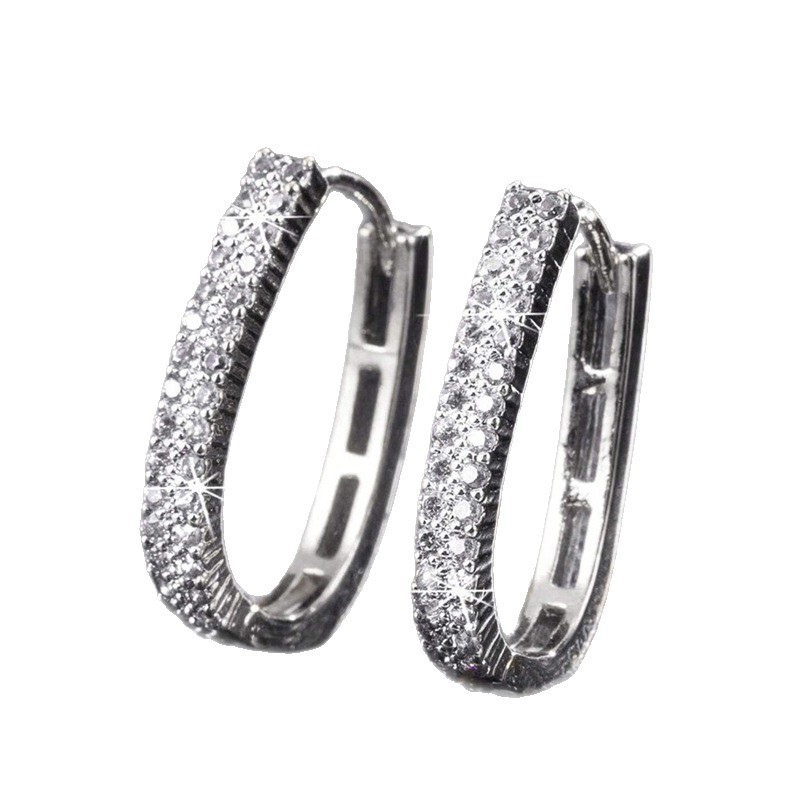 Geometric U-shaped Hoop Earrings Shiny Slimming Gold Jewelry_voghion.com
