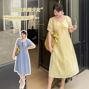 Enoch plus size Tea Break Style Tie Bow dress Women's 2025 Summer New Color Wave Dot Dress 271675
