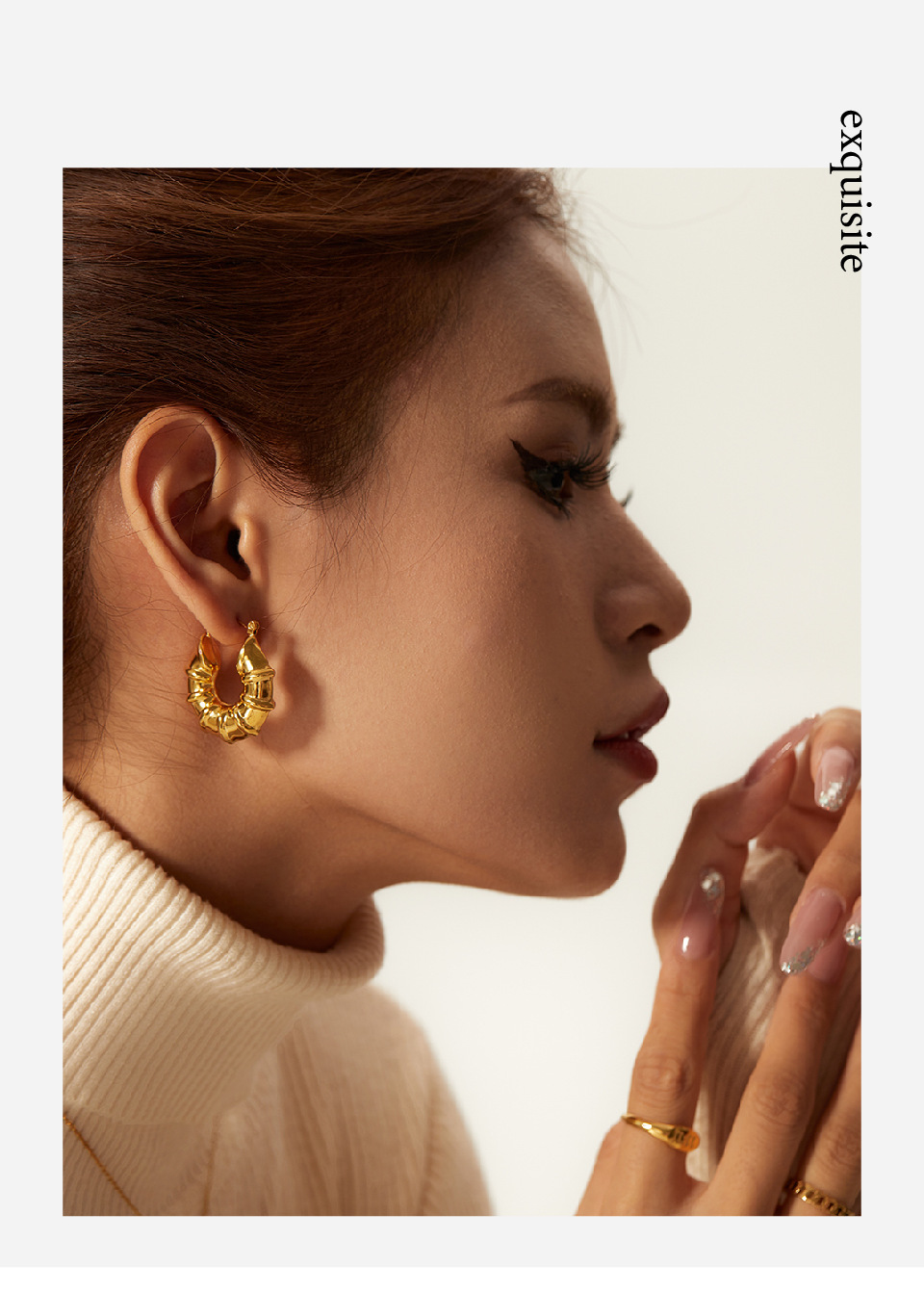 Retro Geometric Stainless Steel Gold Plated Earrings 1 Pair