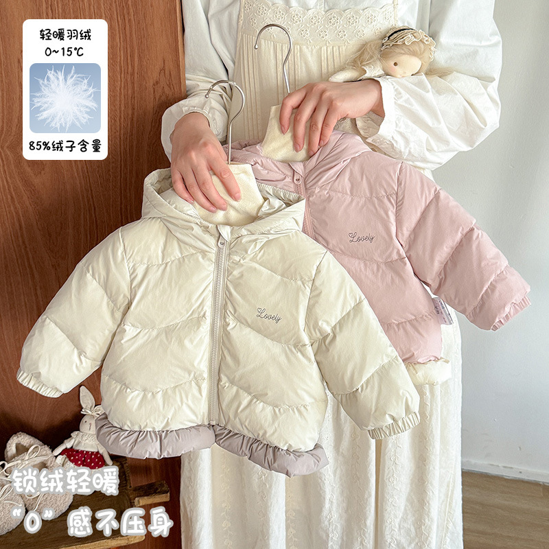 婴幼儿秋冬羽绒服2025新款女宝宝连帽防寒服女童保暖加厚外套 a类