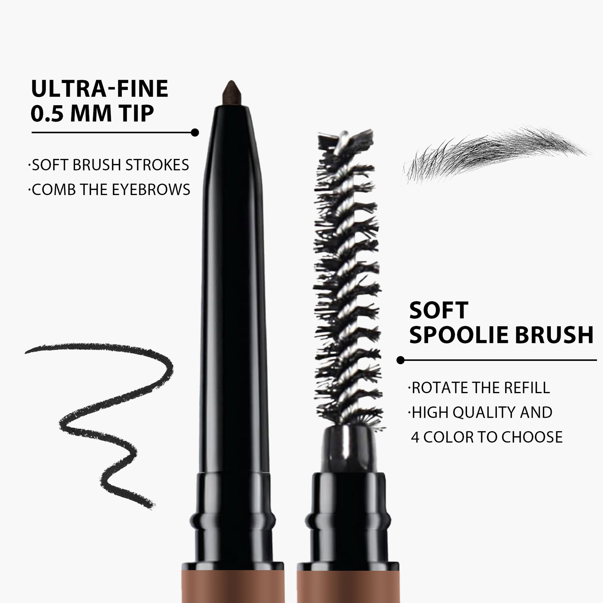 SHCOETY dual-head ultra-fine Eyebrow Pencil 4-color natural, long-lasting, waterproof, sweat-proof, non-smudge ultra-fine core cross-border makeup Item Picture