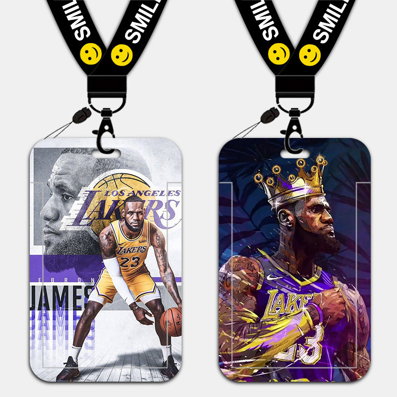 Wholesale Work Badge Card Holder with Lanyard, Neck-Hanging Sliding Cover Style, Plastic Hard Shell Name Tag, Nba Basketball Lebron James