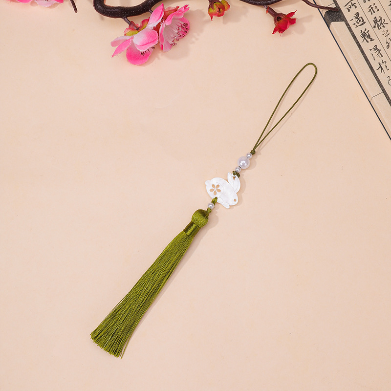 中秋节醋酸白玉兔子流苏流苏吊坠古风汉服旗袍腰佩压襟服装辅料|undefined