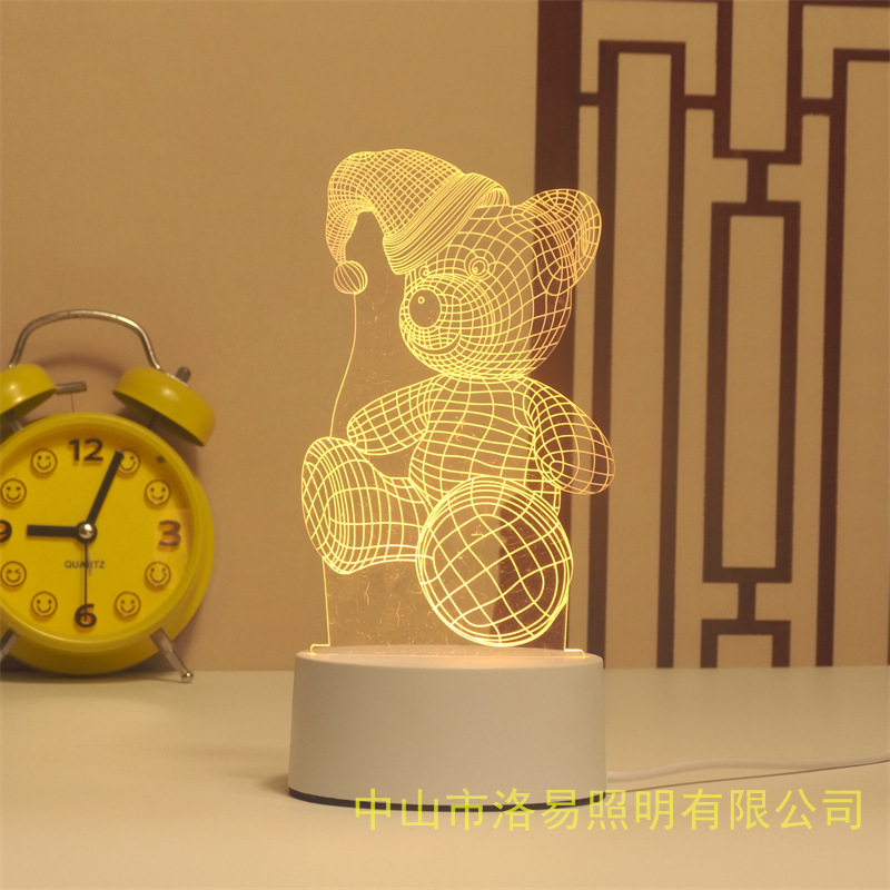 3D lámpara de noche acrílica atmósfera regalos de cabecera atmósfera lámpara de evento regalos al por mayor DIY lámpara de escritorio ideas de Navidad