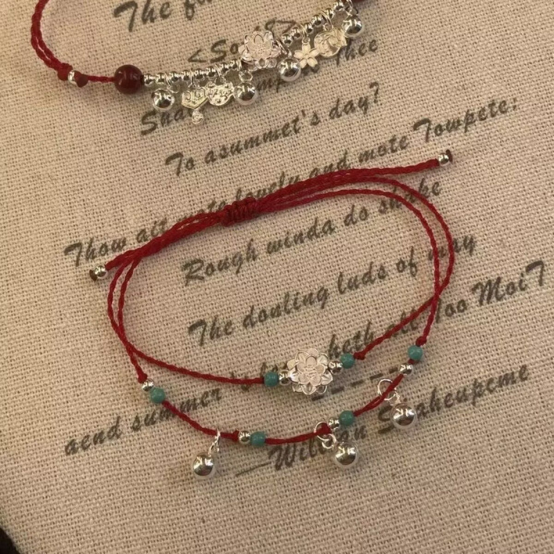 Lotus Bell Chimes | Lotus bell red string anklet and bracelet, featuring a traditional Chinese design, suitable for everyday wear and enhancing your overall style