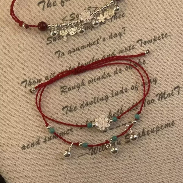 Lotus Bell Chimes | Lotus bell red string anklet and bracelet, featuring a traditional Chinese design, suitable for everyday wear and enhancing your overall style