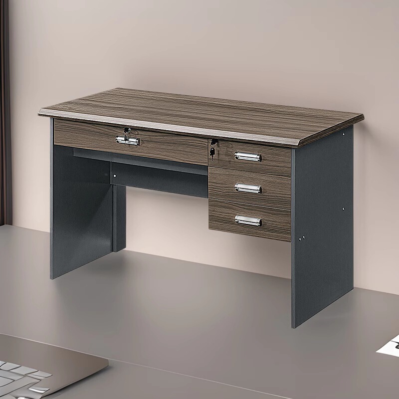 Single-Person Office Desk with 1.2m Computers, Staff Desk, Writing Desk with Drawers and Lockable Panel
