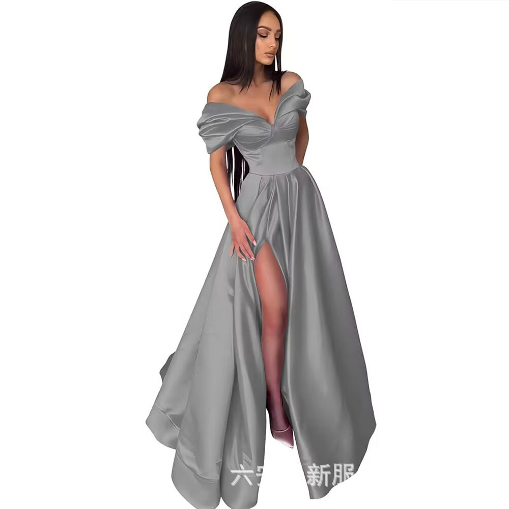 Amazon mujer hombros abiertos corazón vestido de baile largo vestido formal de noche con un vestido abierto