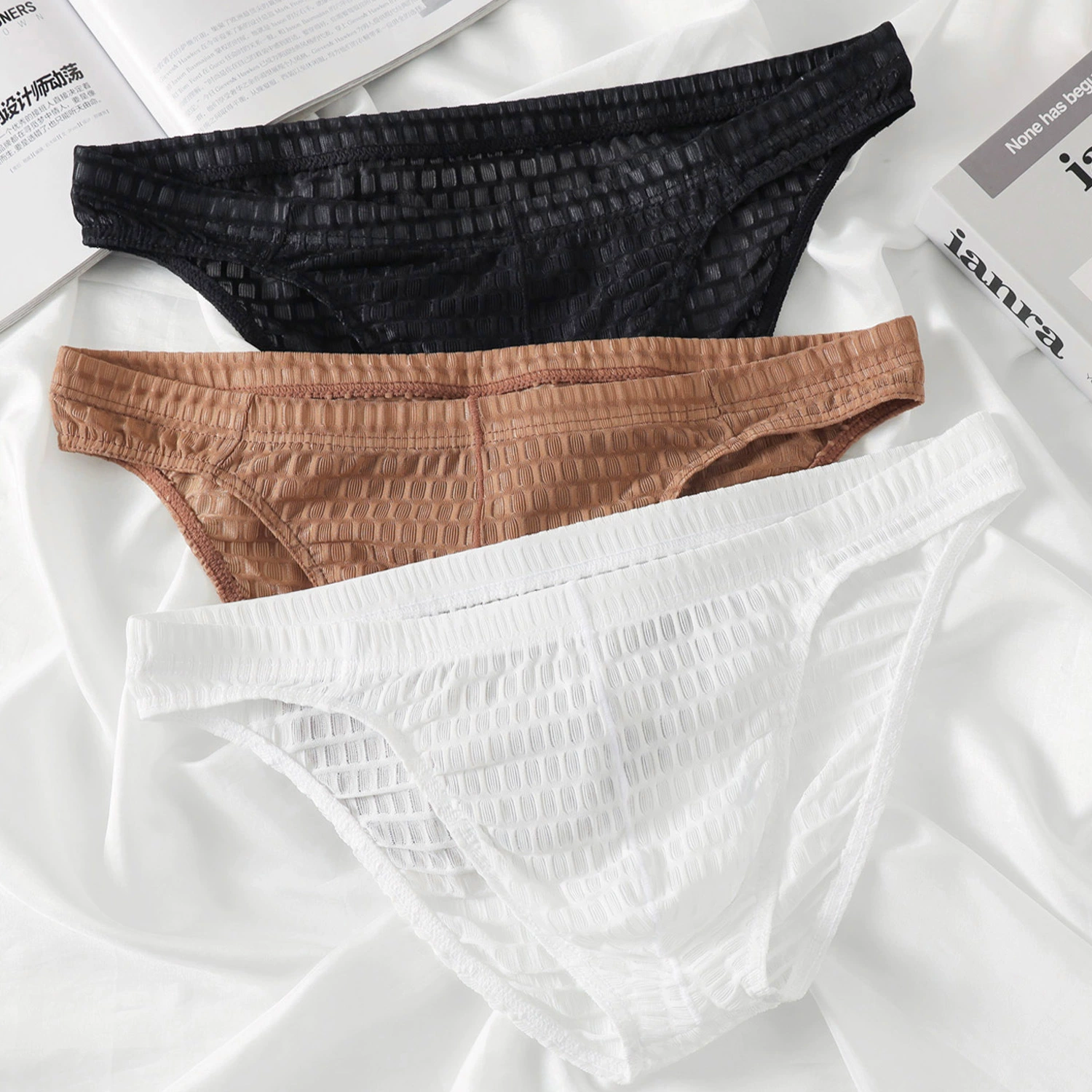 Ultra thin mesh breathable soft comfortable sexy pants, white shorts
