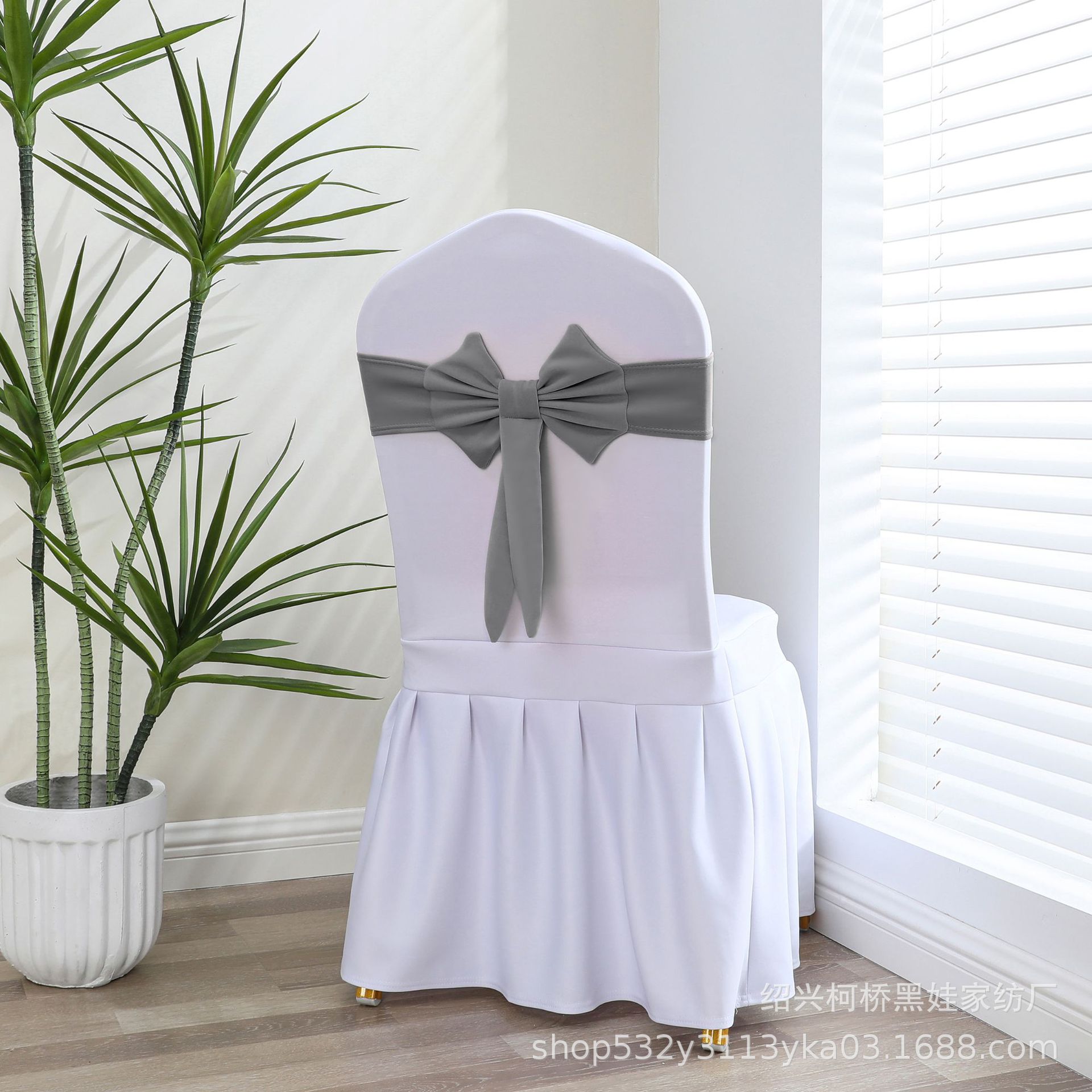 No-tie elastic chair back decoration wedding hotel chair cover bow banquet chair cover elastic chair back flower strap