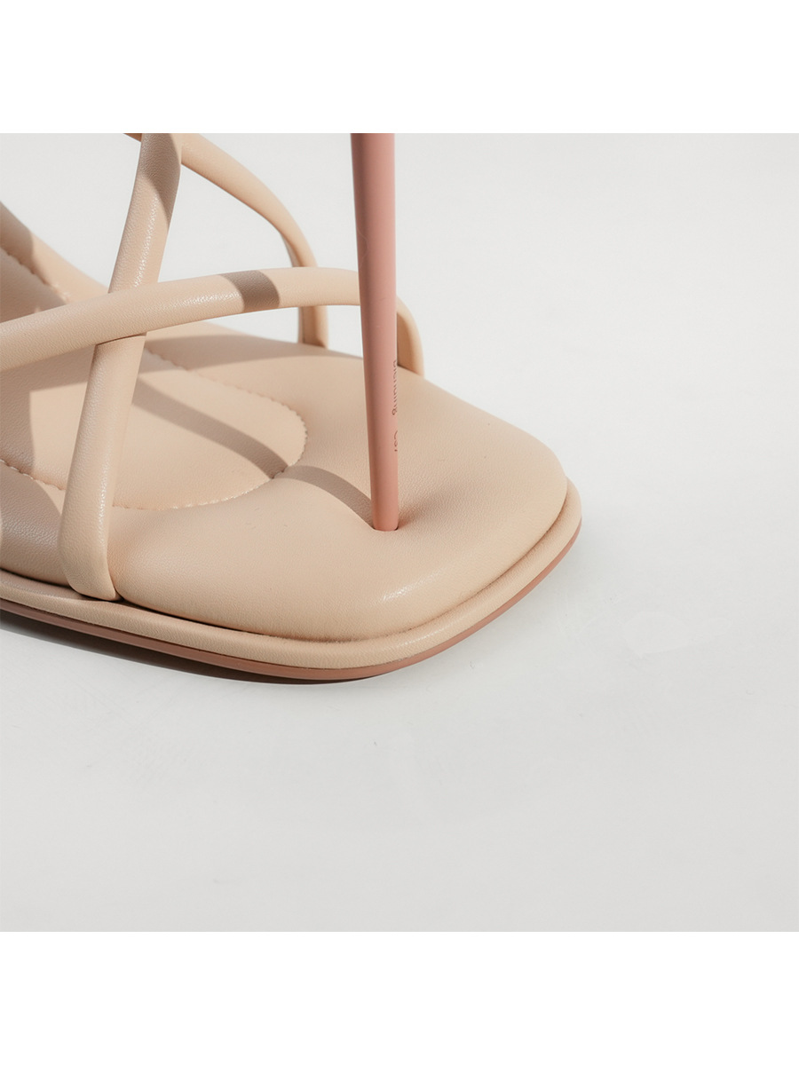Elegant Square-toed Cross-strap Sandals Women's High Heels_voghion.com