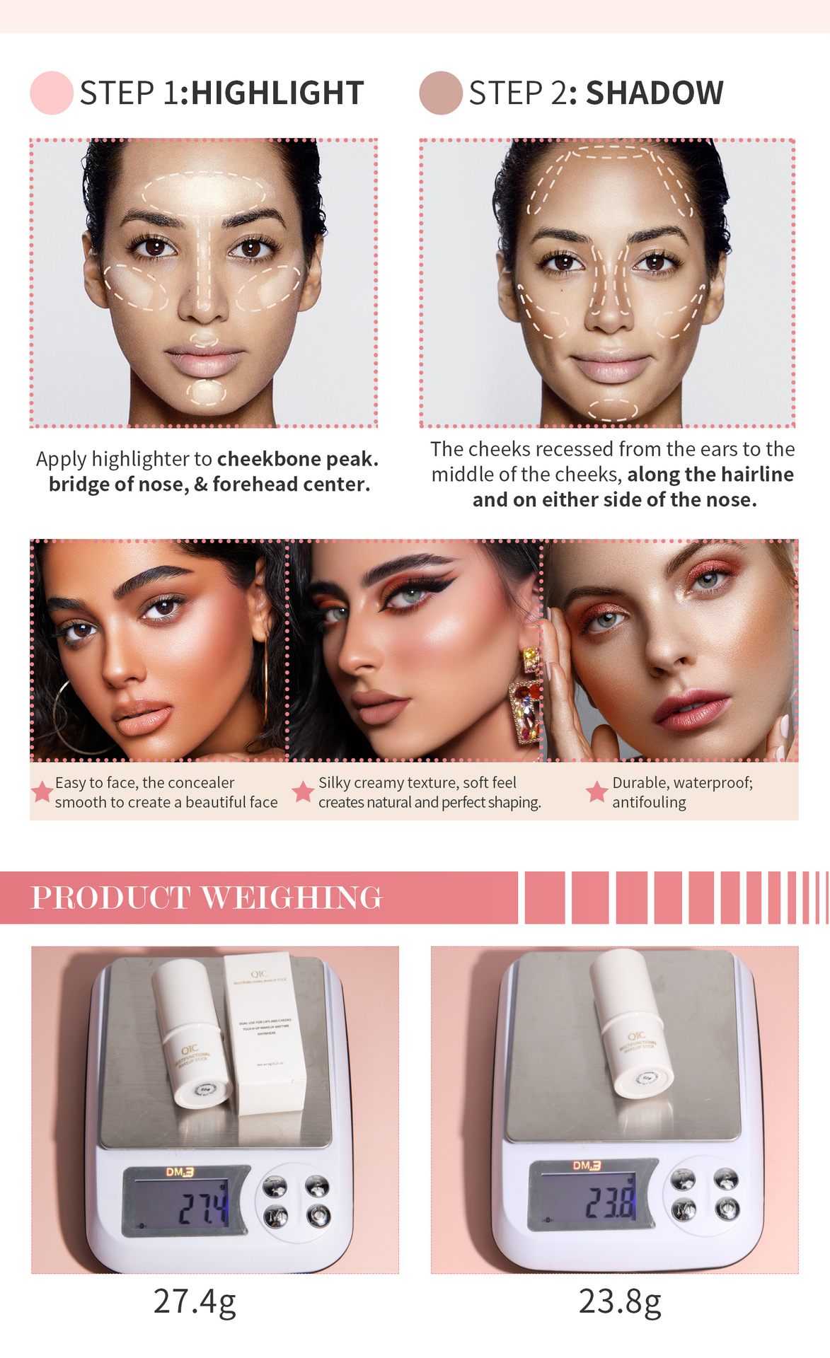 Multifunction Powder Blusher Pen High Gloss Shimmer Makeup Stick_voghion.com