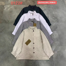 25秋亚麻女装新款改良上衣立领盘扣飒爽个性新中式棉衣外套