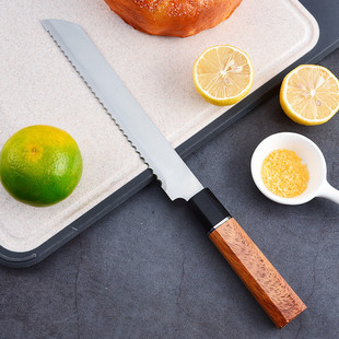 Serrated Bread Knife Stainless Steel Slicing Fruit Knife No Residue Imitation Wooden Handle Bread Knife 10inch Baking Cake吐司