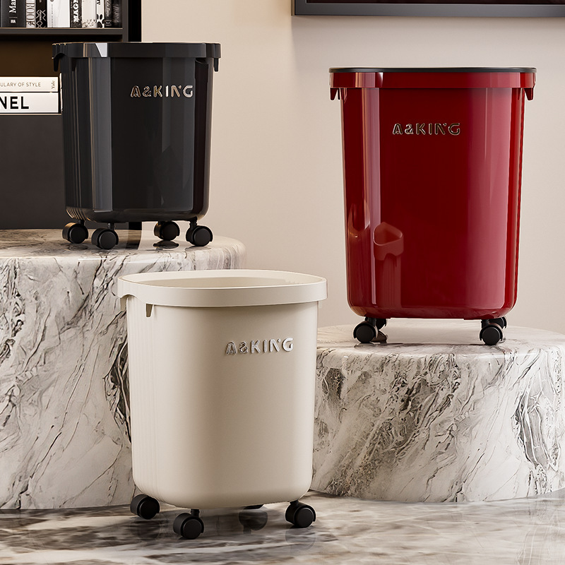 New Style Rolling Square Trash Can for Home Use, High-End Mobile Trash Bin, Simple Large-Capacity Trash Can for Living Room New Style Rolling Square Trash Can for Home Use, High-End Mobile Trash Bin, Simple Large-Capacity Trash Can for Living Room
