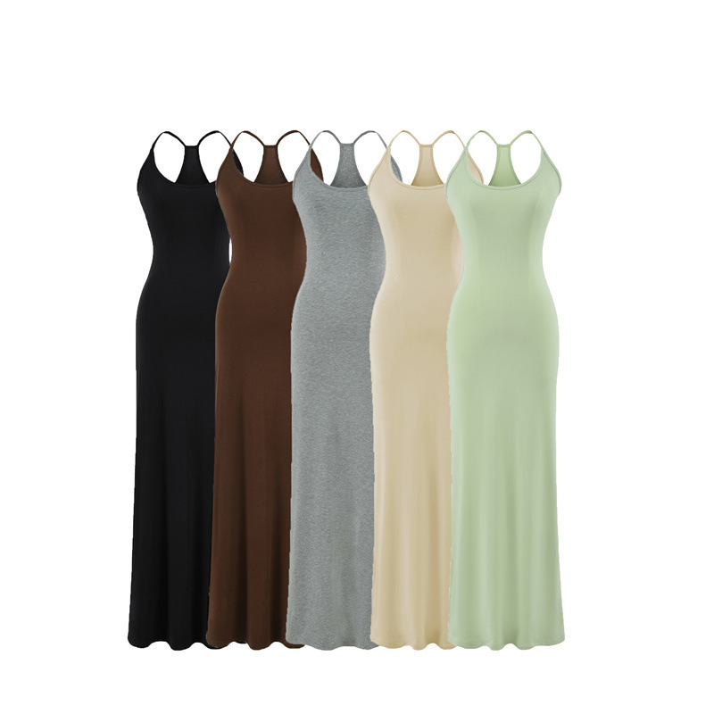 Hot Girl Sexy Suspender Dress 2026 Summer New Style Waist-Cinching Slim-Fit Solid Color Elegant Bodycon Long Dress Hot Girl Sexy Suspender Dress 2026 Summer New Style Waist-Cinching Slim-Fit Solid Color Elegant Bodycon Long Dress