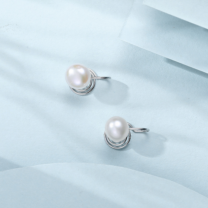 S pure silver mosquito coil without holes, clips, pearl earrings, female niche, light luxury, trendy ear accessories_voghion.com