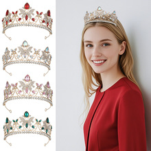 欧美新娘皇冠跨境彩色水钻发箍巴洛克合金王冠婚纱礼服配饰发饰