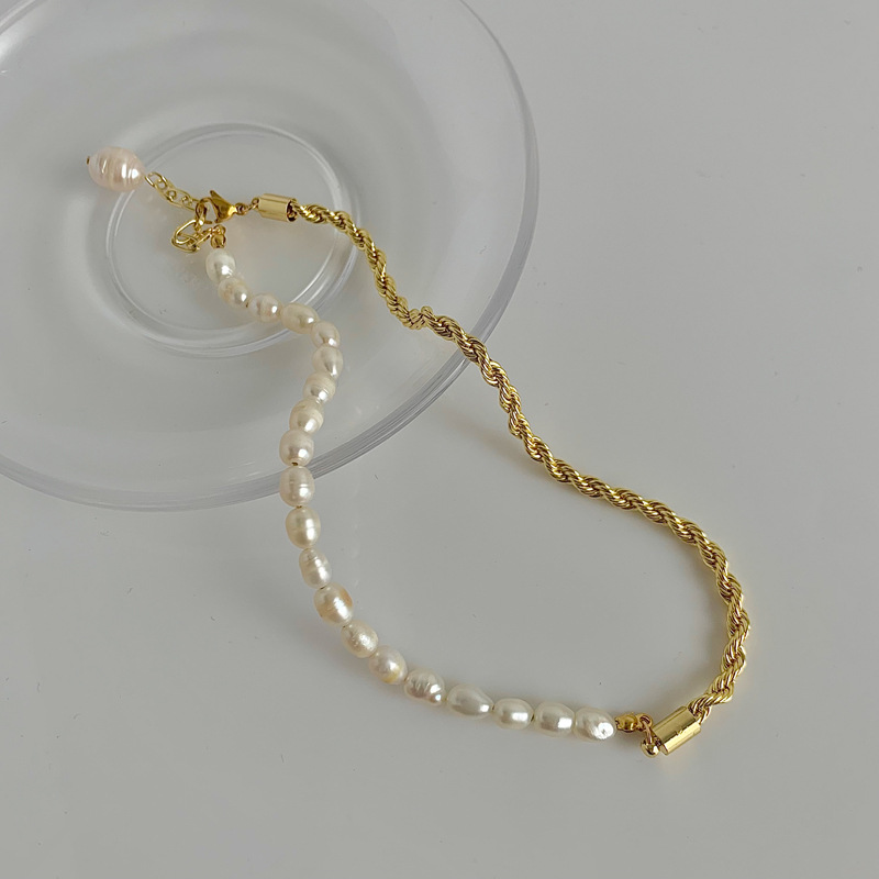 Beaded Design Original Design Color Block Shell Metal Wholesale Necklace