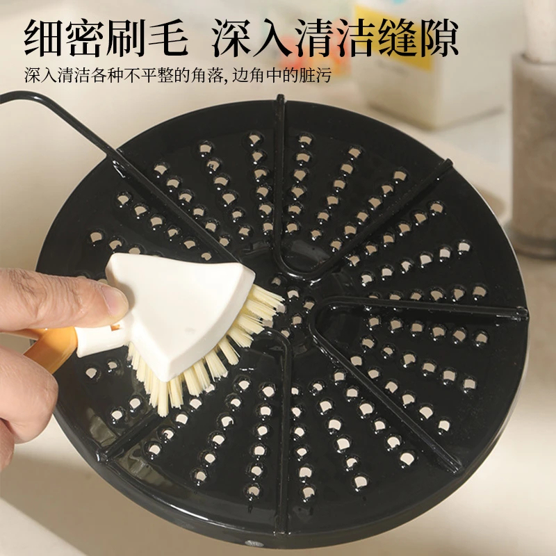 可折叠三角刷多功能可折叠短柄灶台刷锅刷缝隙清洁刷窗户墙角刷|undefined