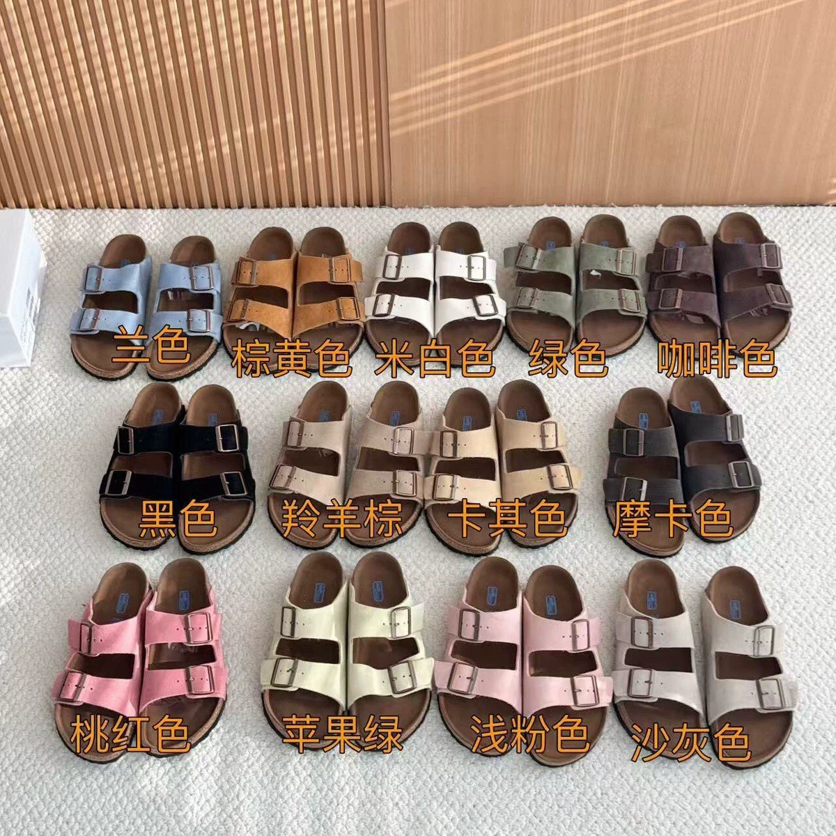 Новые сандалии Birkenstock из натуральной кожи без этикетки на толстой пробковой подошве, полутапочки из воловьей кожи с двумя пуговицами и открытым носком для мужчин и женщин