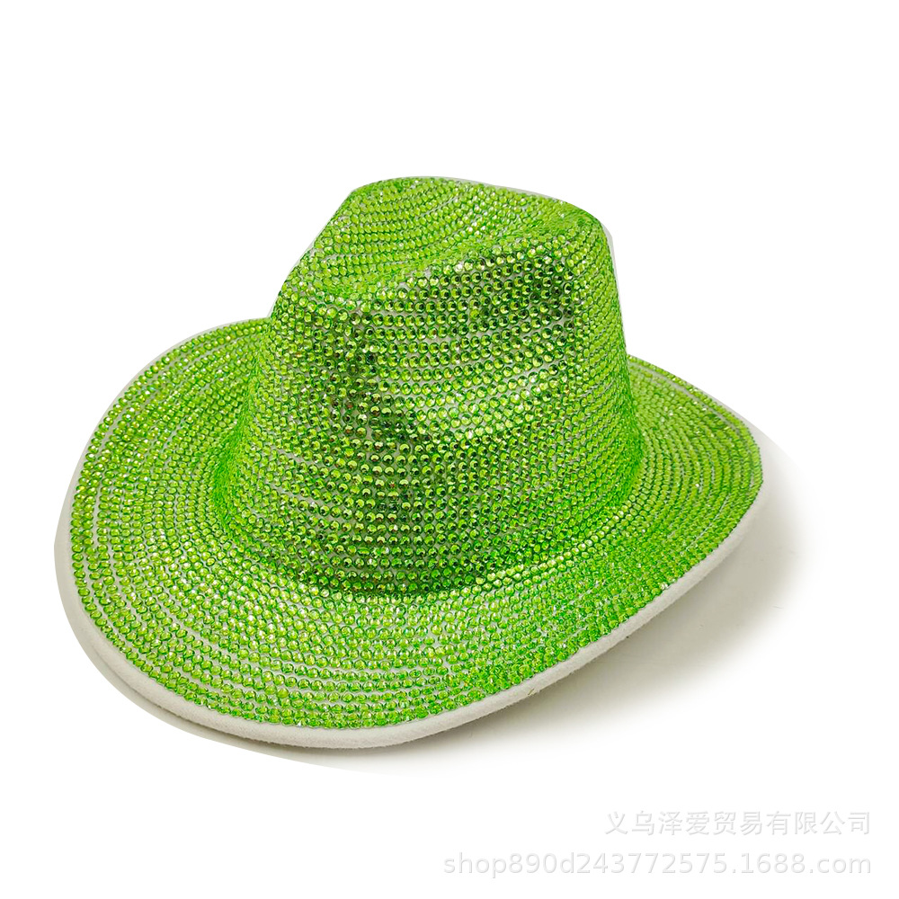Sombreros de fiesta de diamantes hechos a mano sombreros de jazz de diamantes de color europeo y americano sombreros de vaquero sombreros 2024
