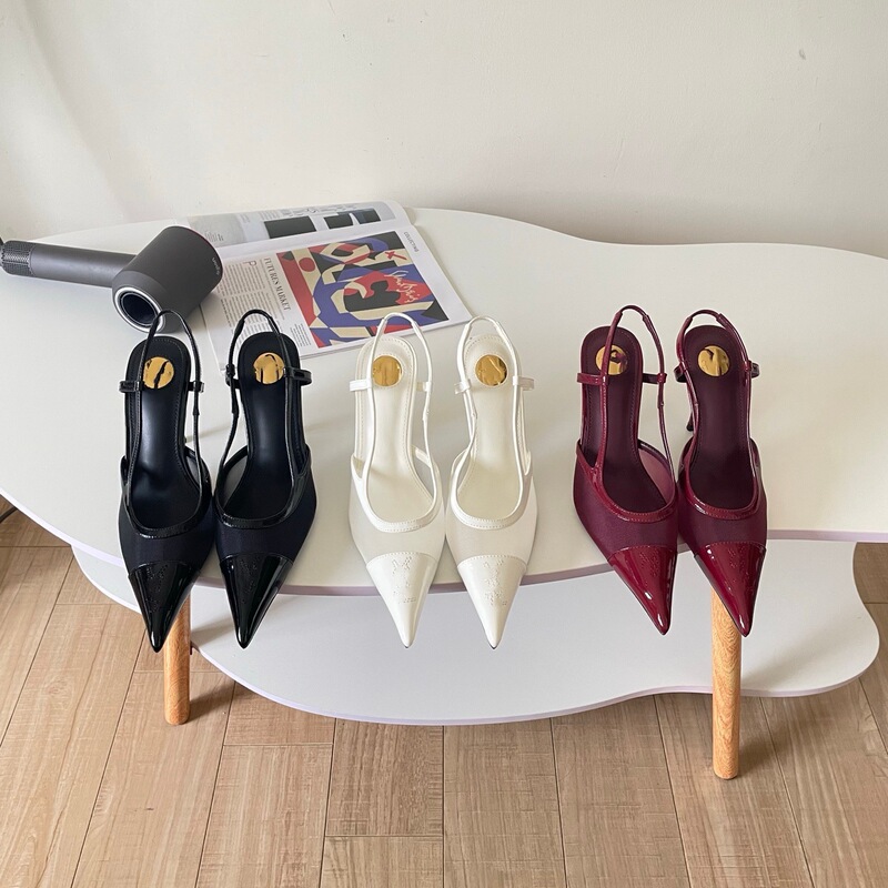 High-End Ysl-Style Pointed-Toe Closed-Toe Sandals with High Heels, Elegant Backless Single Shoes, Exquisite Genuine Leather, Popular Online
