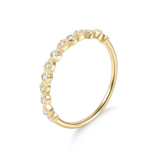 18K Gold Round Diamond Package with Diamond Ring Women's Cultivation Diamond Row Ring Fashionable Style Row Diamond Ring All-match Overlapping Wear