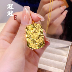 古代の砕いた氷のペンダントネックレス、女性用、サンドゴールド、軽い贅沢、豊かで幸運、平和と祝福、長持ちするペンダント