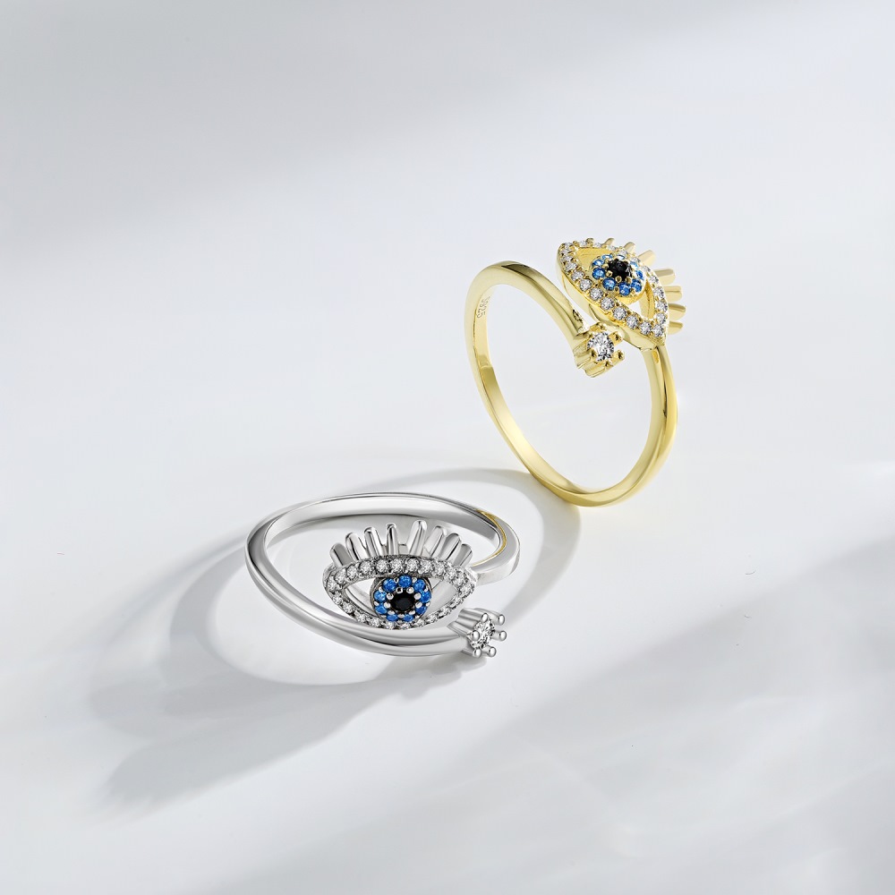 Daily Occasion 925 Sterling Silver Material 1 Piece 925 Sterling Silver Devil'S Eye Zircon Rings