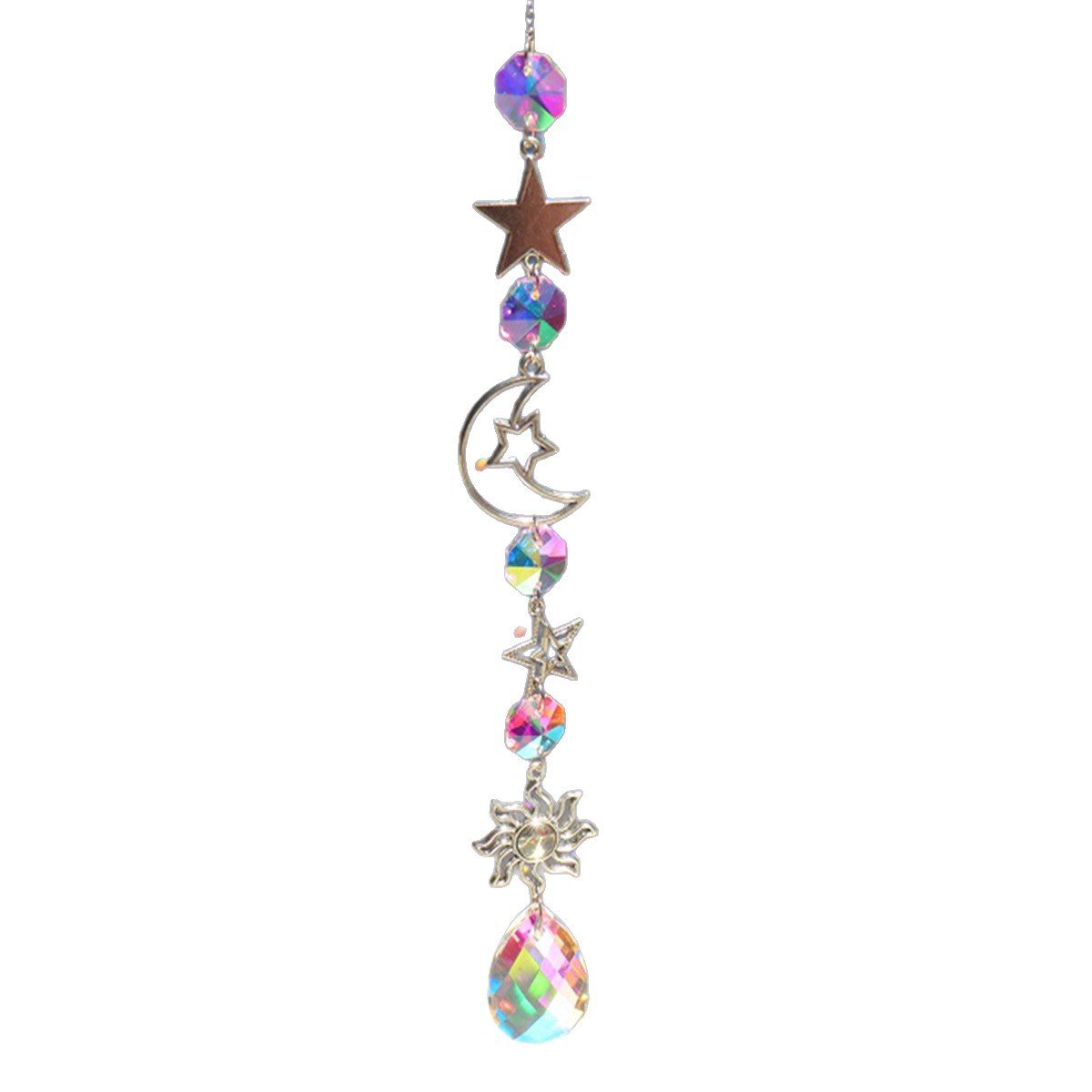 suncatcher Silver Planet Galaxy Sun Moon Stars Crystal Sunlight Catcher Pendant Decoration Wind Chime_voghion.com
