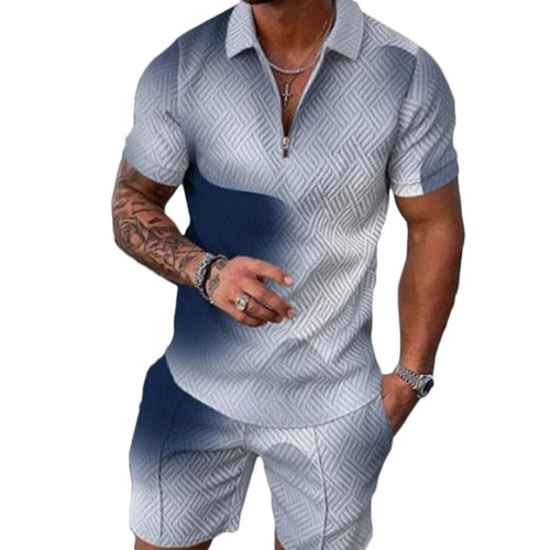 POLO zipper shirt short-sleeve suit Independent station European and American men's clothing new independent station source casual transportation