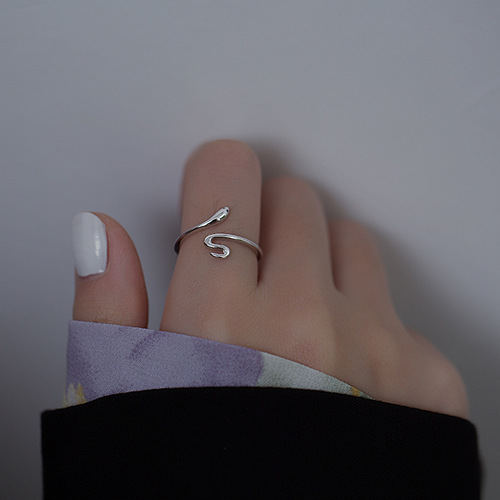 Snake Ring for Women, Polished Surface, Student Style, Korean Version, Elegant, Individualistic, Cool Style, Agile Small Snake, Index Finger Ring, Simple