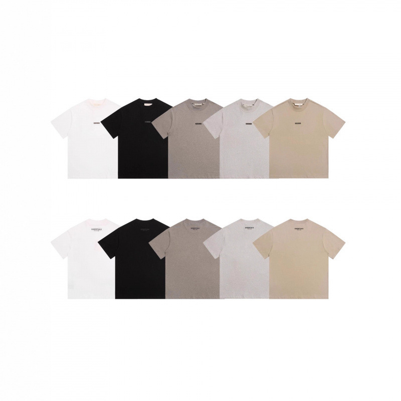 Minimalist Style Fear of God Essentials Lettered Brushed Embossed Fog Short-Sleeved T-Shirt Couple's Style