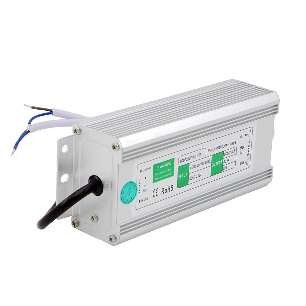 12V半桥式开关电源IP67防水稳压变压器LED室外防水驱动电源24V60W
