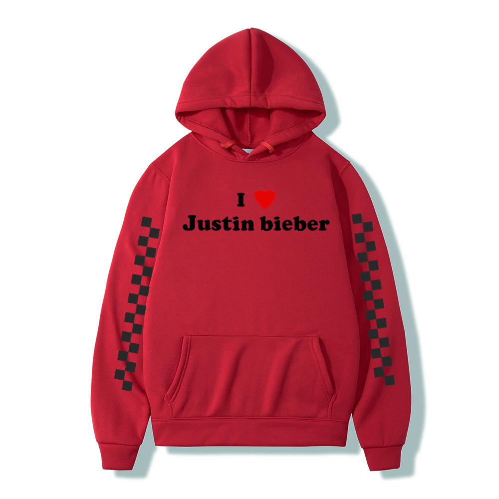 Winter Men Hoodies I love Justin Bieber Pullover Male Hooded