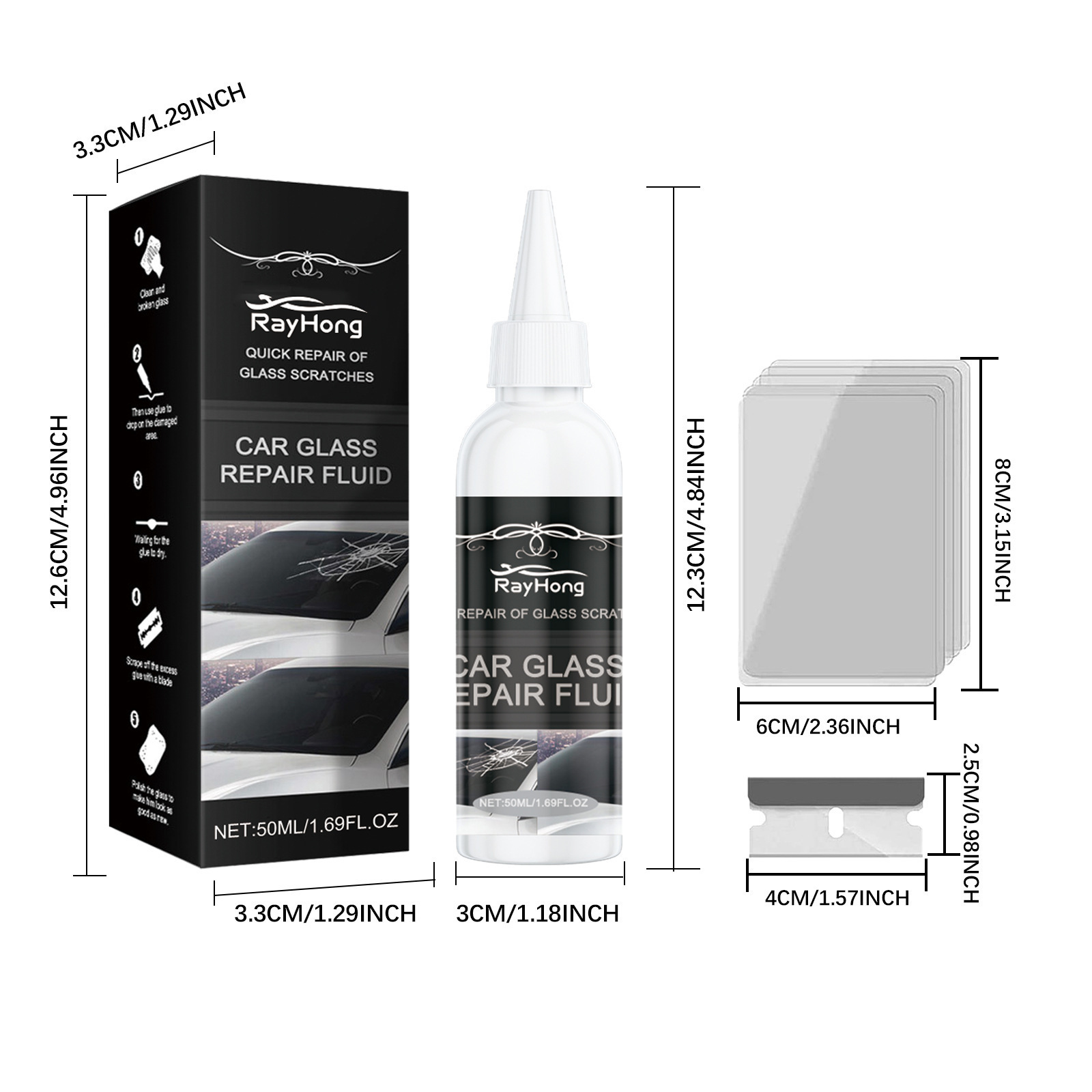 Rayhong Car Glass Care Glue Glass Nano Repair Liquid Quick Crack Repair Glass Care Glue
