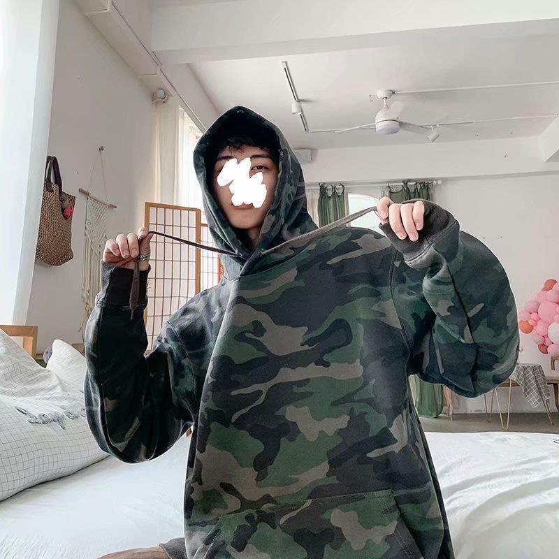 2024迷彩卫衣男秋季连帽外套士休闲夹克青年宽松工装上服一件代发