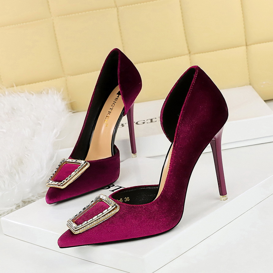 Elegant Stiletto Pumps With Metal Buckle And Pointed Toe For Women_voghion.com