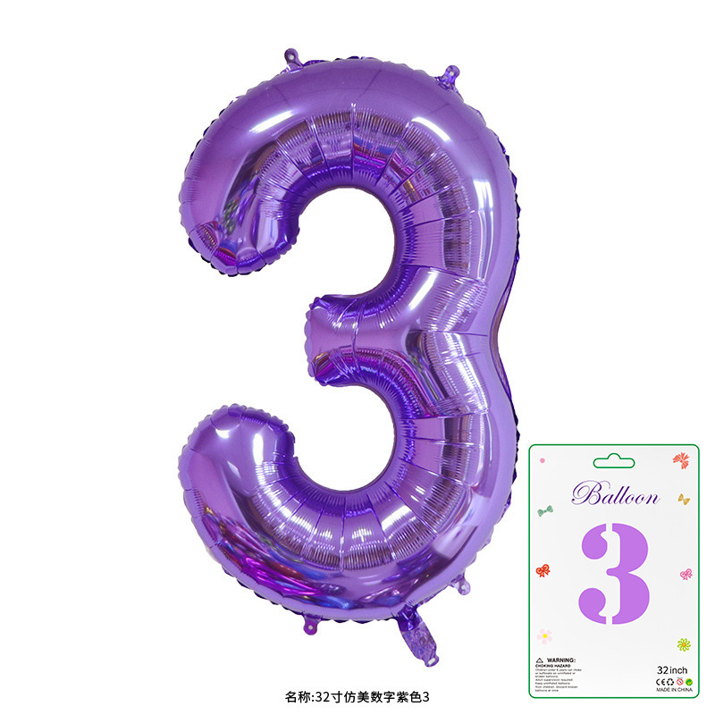32寸卡装美版数字0到9气球儿童生日派对装饰婚庆婚房布置数字气球|undefined
