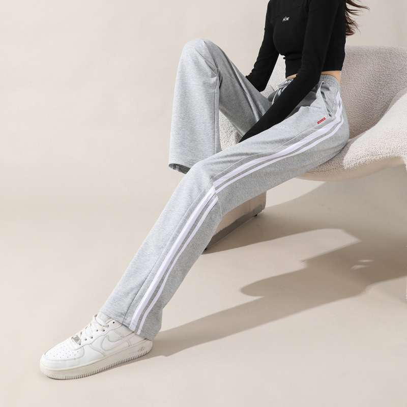 New Spring Ice Silk Sports Pants Women's Straight Slim Pants Two Bar Student Loose Casual Thin Pants New Spring Ice Silk Sports Pants Women's Straight Slim Pants Two Bar Student Loose Casual Thin Pants