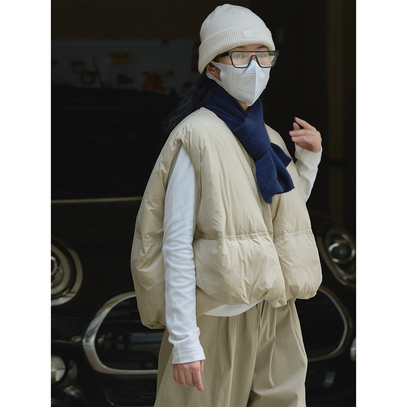 Autumn and Winter New Korean Style Casual Style down Cardigan Vest Loose Slimming Look Silhouette Fluffy Warm Zipper Top for Women