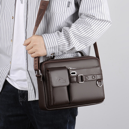 Men's shoulder bag crossbody bag large capacity backpack small bag retro leather bag shoulder bag satchel 3005