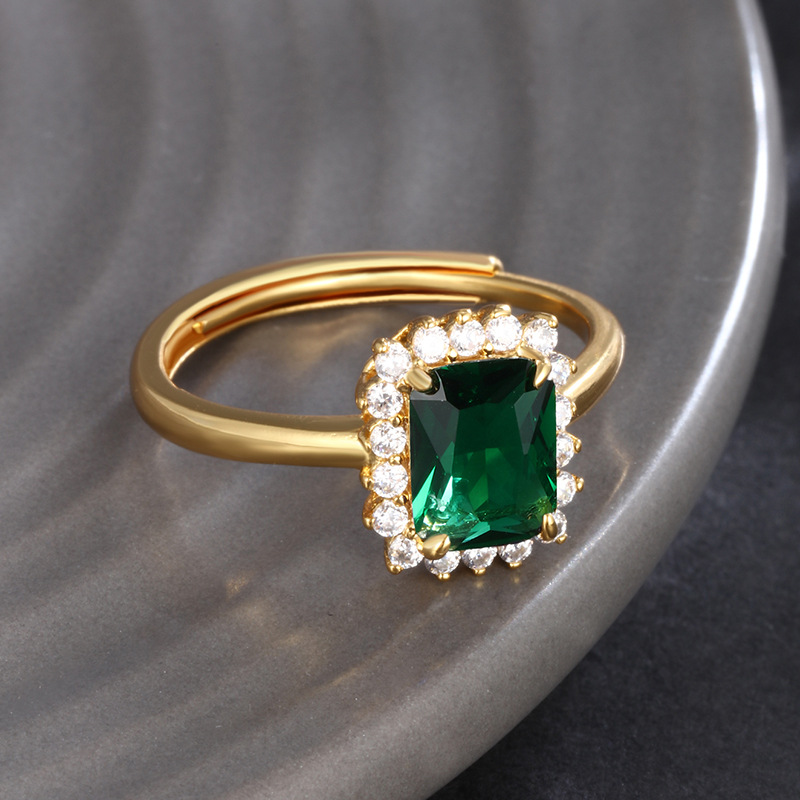 Xuping joyería serie cuadrada temperamento retro lujo ligero anillo de nicho de moda femenina anillo abierto