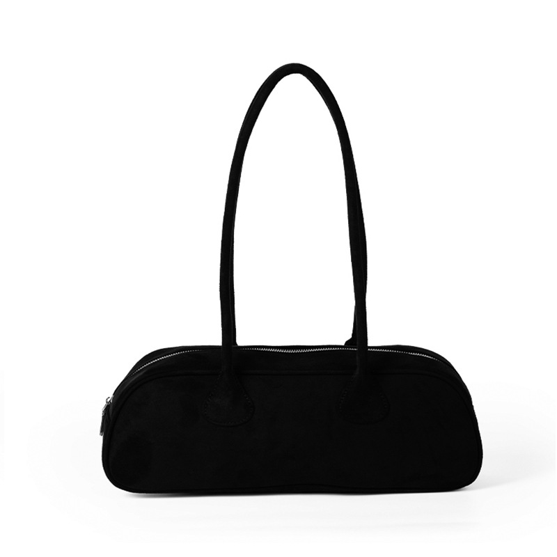 New Niche Design Suede Baguette Bag For Women, Fashionable Versatile Soft Touch Retro Plush Handbag Shoulder Bag - Thumbnail 5