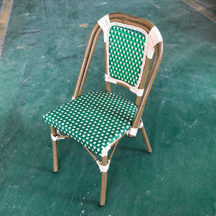 Outdoor French Dining Chair, Leisure Retro Rattan Chair, American Backrest, Outdoor B&B Cafe, Internet Celebrity Colorful Rattan Chair
