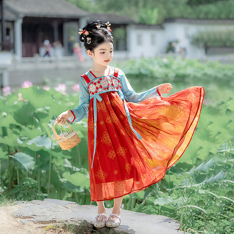 女童秋季汉服连衣裙儿童古风裙子民族风公主裙唐装幼儿园表演服仙|undefined