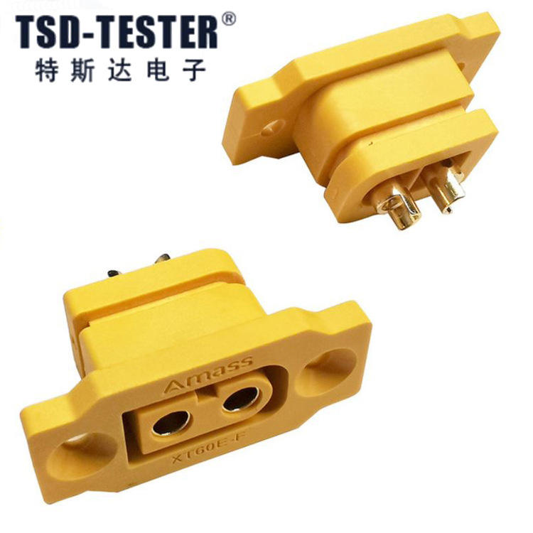 AMASS XT60E-F with fixed seat female connector adapter for XT60 series, copper-plated gold, AMASS model aircraft accessory