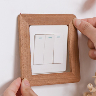 Solid Wood Switch Decorative Wall Sticker for Home Use, Modern Minimalist Socket Frame Protective Cover, Wall Anti-Dirt Concealer